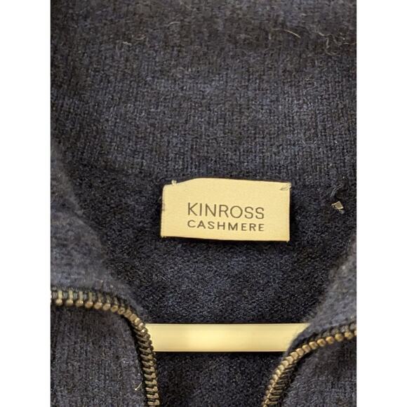 KINROSS Cashmere Short Sleeve quarter Zip poncho Adj. collar. Navy w black. O/S - Picture 2 of 16